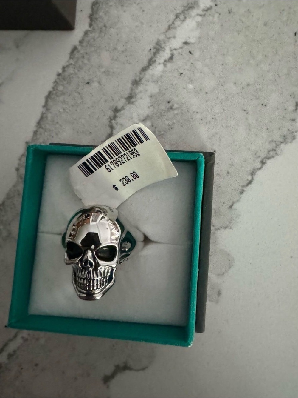 Effy Silver Skull Ring with Black Accents